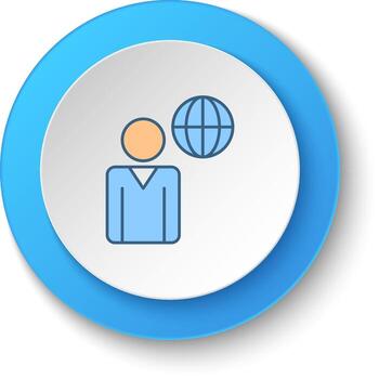 redondo botón para web icono. empresario, global, negocio vector icono. botón bandera redondo, Insignia interfaz para solicitud ilustración en blanco antecedentes