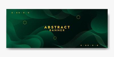 Abstract Gradient Dark and Green  Fluid Wave Banner Template vector