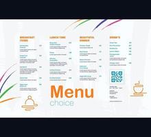 Restaurant cafe menu, template design. Single page food menu template, Vector food menu template