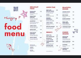 Restaurant cafe menu, template design. Single page food menu template, Vector food menu template