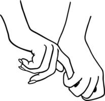 Hands of a couple are holding each other, meaning the togetherness and affection vector