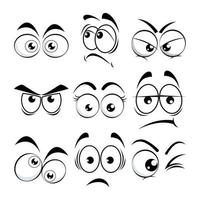set of angry eyes cartoon vector icon