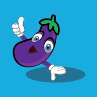 eggplant dance floor of cartoon character with smile face vector illustration