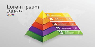 pyramid chart infographic vector illustration with colorful topic information, route progress target level concept