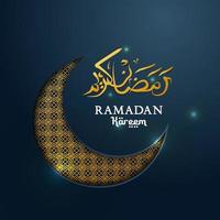 Ramadan Kareem holiday background. Islamic moon golden pattern with light decoration design vector