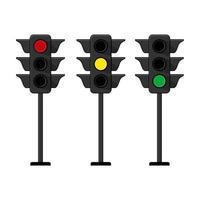 illustration of traffic light, warning light at crossroads vector