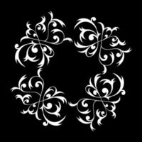 Vintage ornate seamless border vector set concept pattern in traditional style. curls and spirals ornament isolated on black background