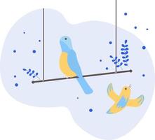 azul pájaro en un columpio vector