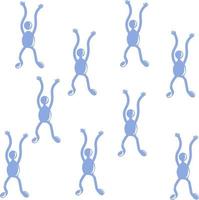 Dancing blue funny men. Hands up. vector