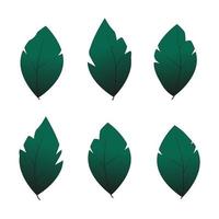 Set Gradient green Leaf. Asset for stamp, flourish design, pattern, cards, montage or collage. Vector botanical illustration