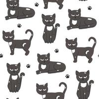 Grumpy black cat pattern vector