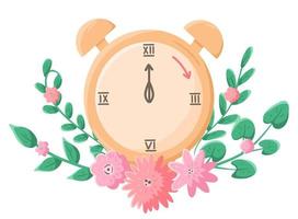 primavera adelante con dibujos animados reloj vector