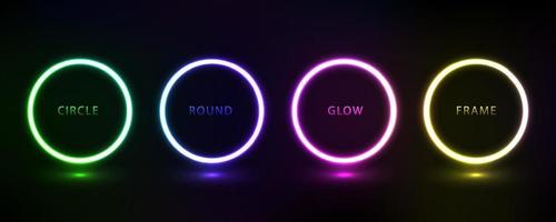 Abstract cosmic dynamic color circle background with glowing neon lighting on dark background vector