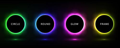 Circle banner with color gradient isolated on black background vector