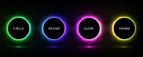 Circle banner with color gradient isolated on black background vector