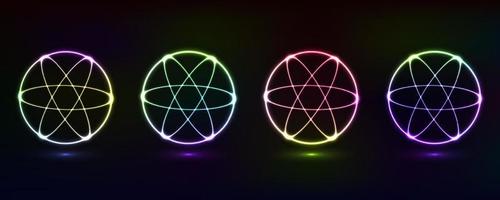 Abstract cosmic dynamic color circle background with glowing neon lighting on dark background vector