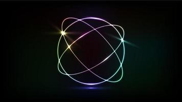 Abstract cosmic dynamic color circle background with glowing neon lighting on dark background vector