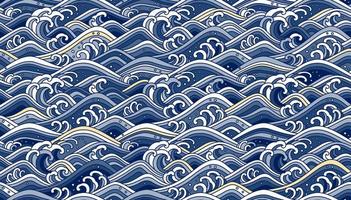 Oriental wave ocean seamless wallpaper background. vector