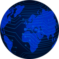 Modern Technology World Map Globe Crop-out png