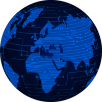Modern Technology World Map Globe Crop-out png