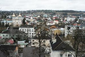 Panorama view of Terebovlia city from castle, Ternopil region, Ukraine. photo