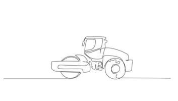 Continuous line art or One Line drawing of rolling road for vector illustration, business transportation. heavy equipment vehicle construction concept. graphic design modern continuous line drawing