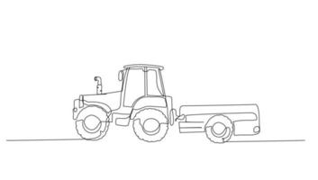 Continuous line art or One Line drawing of tractor for vector illustration, business transportation. heavy equipment vehicle construction concept. graphic design modern continuous line drawing