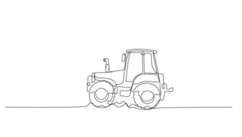 Continuous line art or One Line drawing of tractor for vector illustration, business transportation. heavy equipment vehicle construction concept. graphic design modern continuous line drawing