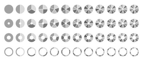 Gray Circle pie charts round diagram sections or steps vector