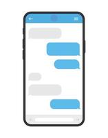 Smart phone screen with message bubbles. Sms vector design template for messenger chat