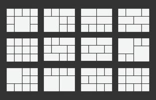 Simple White Moodboard Grid Photo Collage Templates Set vector