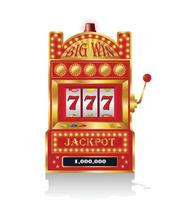 Golden slot machine vector illustration isolated on white background.