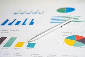 Pen on chart or graph paper. Financial, account, statistics and business data concept. photo