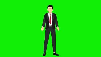 business man cartoon character Confused talking animation 4k video