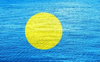 Flag of the Republic of Palau on a textured background. Concept collage. photo