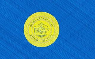 Flag of the Republic of Palau on a textured background. Concept collage. photo