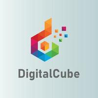 Digital Logo template - Letter D vector