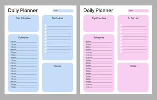 Set of minimalist daily planner and to do list. Modern planner template set. Business organizer schedule pages for a day for effective planning. Paper sheet. vector