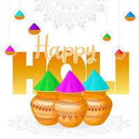 Happy Holi indian hindu festival of white background with colorful powder paint. Vector banner, poster, creative, flyer.
