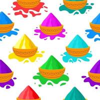 Seamless pattern of colorful holi colors. Indian holiday holi. Bright festival of colors in India. Colored crumbly paint. Dry bright paint for Indian holi. Colorful powder paint. vector