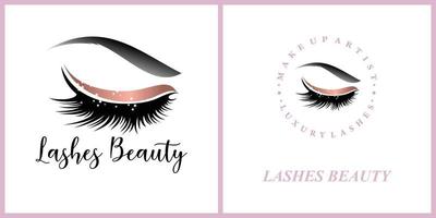 eyelash extension logo design vector template