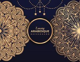 Luxury arabesque mandala background in gold color islamic style vector