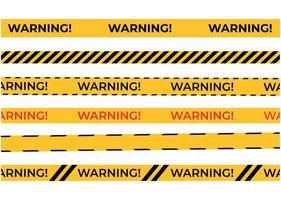 Warning tapes set for construction and crime. Vector illustaration. Yellow security warning tapes set Caution