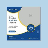 Creative business solution agency social media post design template Square flyer design template vector