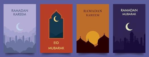 simple flat design ramadan theme design template for card, poster and banner design. set vector illustrations EPS10