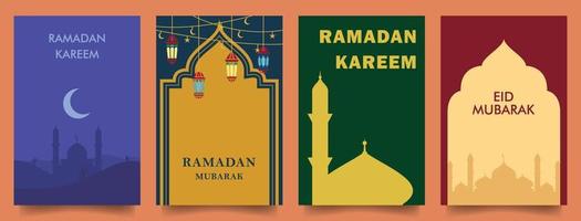 set simple flat ramadan theme design template for card, poster and banner design. set vector illustrations EPS10