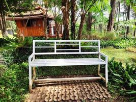 White bench in the park photo