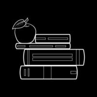 libro manzana contorno blanco vector