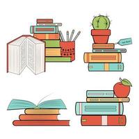 Books icons logos colored vector