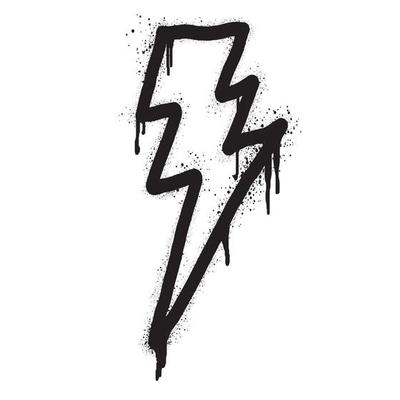 Spray Painted Graffiti electric lightning bolt symbol Sprayed isolated with a white background.